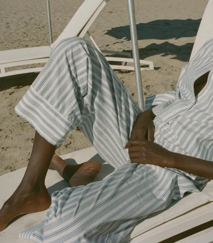 Shop MORGAN PANT Indigo Sorrento Stripe DEN Pants and Shorts