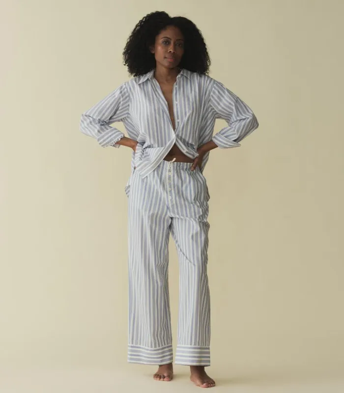 Shop MORGAN PANT Indigo Sorrento Stripe DEN Pants and Shorts