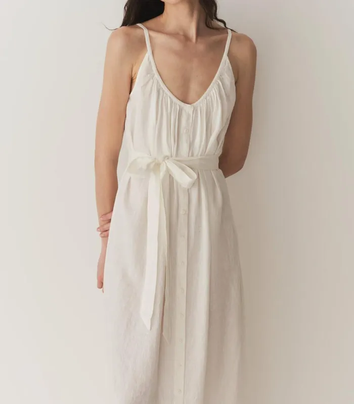 Shop NEVITA LINEN DRESS Salt DEN Dresses
