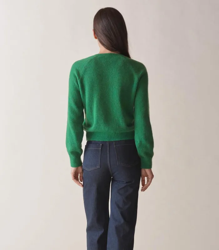Shop PETRA CARDIGAN Evergreen DEN Knitwear