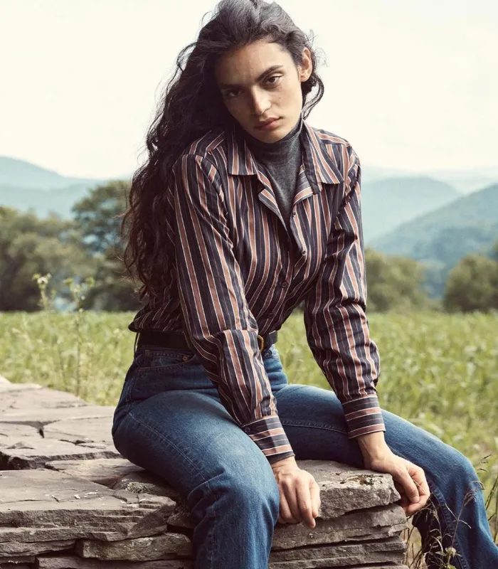 Shop REMIS TOP Hudson Stripe DEN Tops