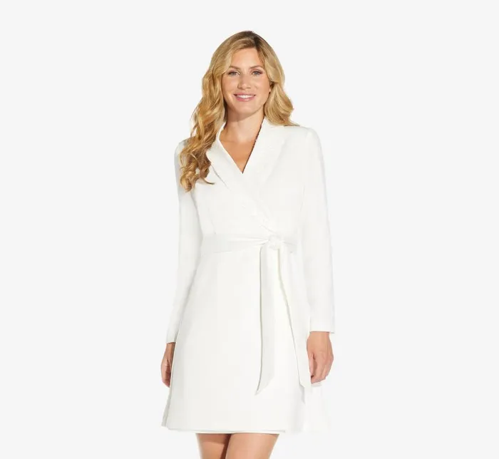 Short Dresses Womens Adrianna Papell Sequin Collar Tuxedo Dress In Ivory