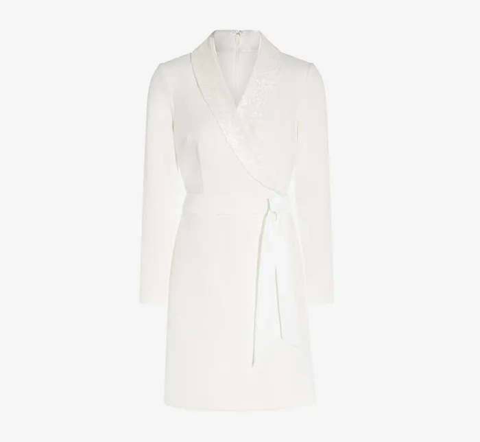 Short Dresses Womens Adrianna Papell Sequin Collar Tuxedo Dress In Ivory