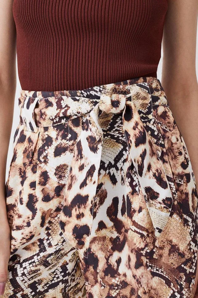 Shorts Women Karen Millen Animal Print Premium Linen Viscose Woven Short Animal