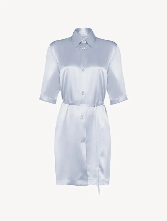 Silk Long Shirt In Azure Sleepwear La Perla Silk Sleepwear