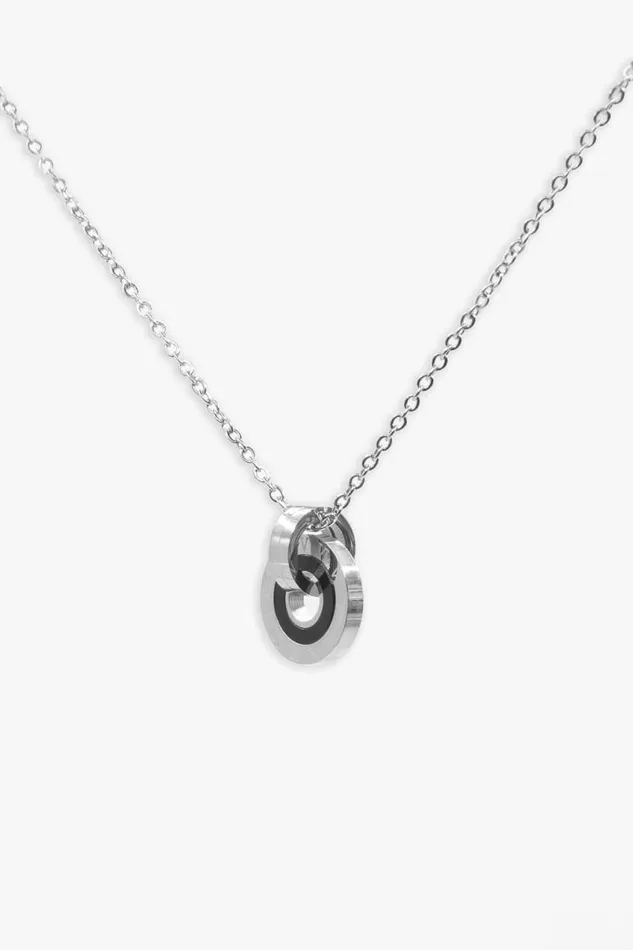 Silver Stainless Steel Chunky Hoop Pendant Necklace Women Roman Jewellery