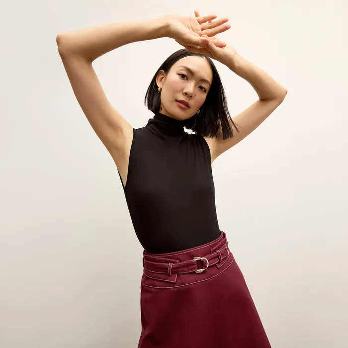 Skirts M M LaFleur Women The Bodhi Skirt 8211 Contrast Stitch Eco Better Than Denim Berry Jam