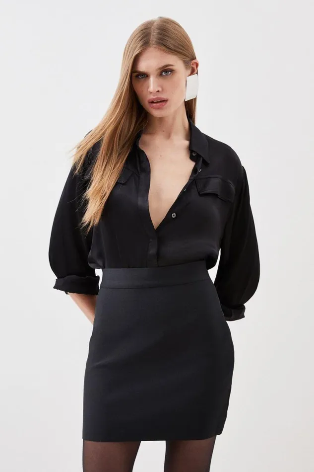 Skirts Women Karen Millen Figure Form Bandage Knit Mini Skirt Black