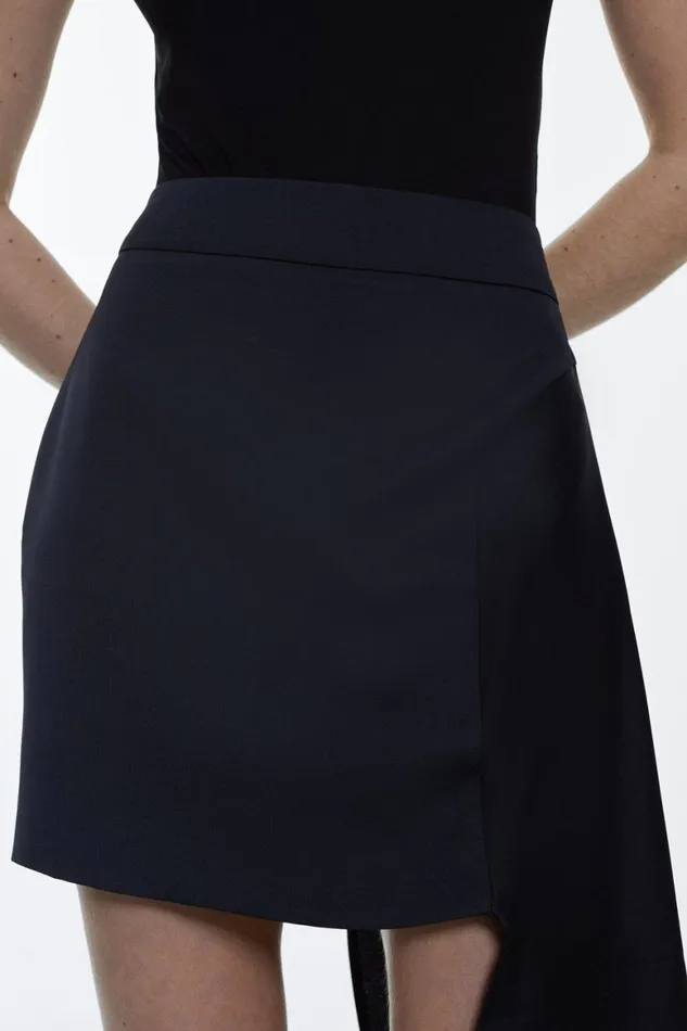 Skirts Women Karen Millen Satin Back Crepe Side Drape Mini Skirt Black