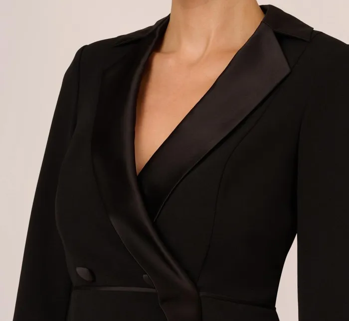 Sleeves Womens Adrianna Papell Crepe Tuxedo Top With Long Sleeves In Black