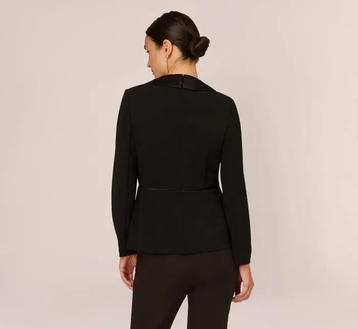 Sleeves Womens Adrianna Papell Crepe Tuxedo Top With Long Sleeves In Black