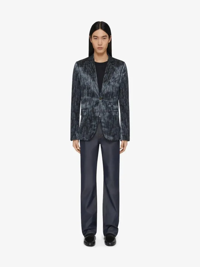 Slim Fit Jacket In Satin With Feathers Print Blackgrey Men Givenchy Coats and Jackets Slim Fit Jacket In Satin With Feathers Print Blackgrey Men Givenchy Coats and Jackets