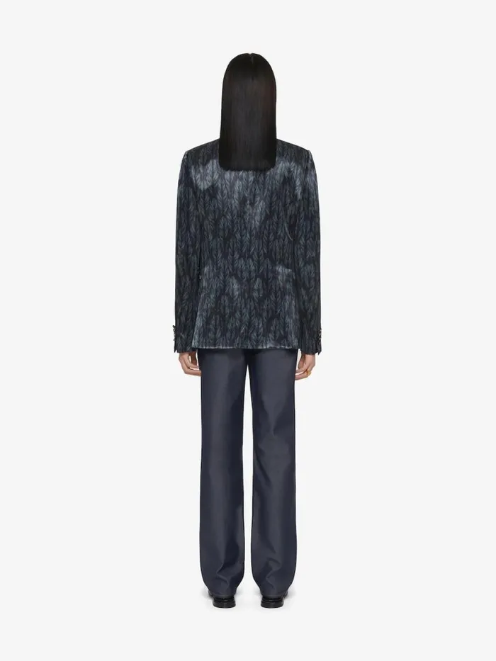 Slim Fit Jacket In Satin With Feathers Print Blackgrey Men Givenchy Coats and Jackets