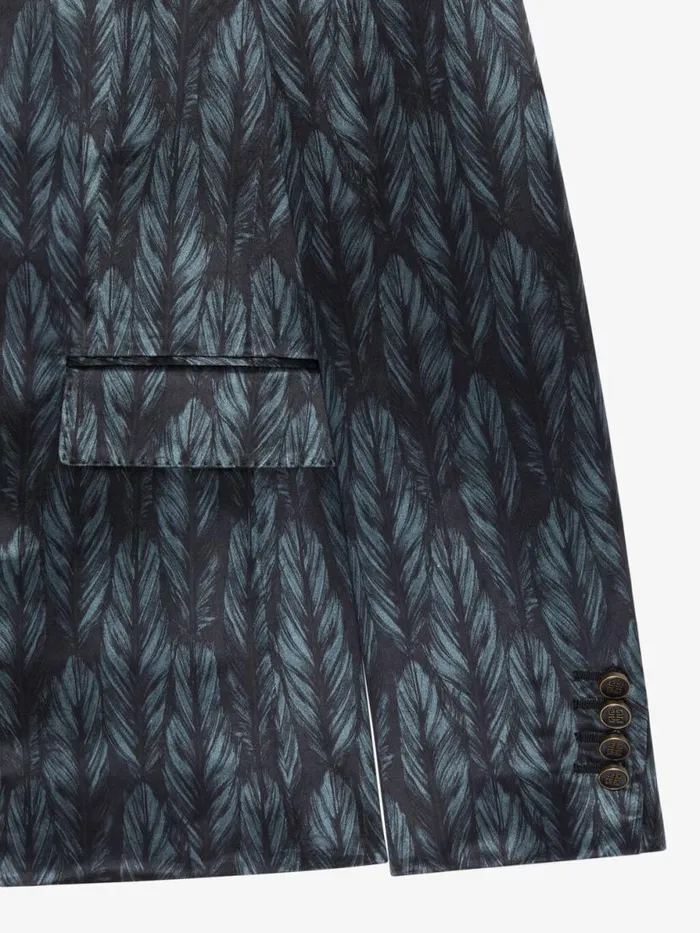 Slim Fit Jacket In Satin With Feathers Print Blackgrey Men Givenchy Coats and Jackets