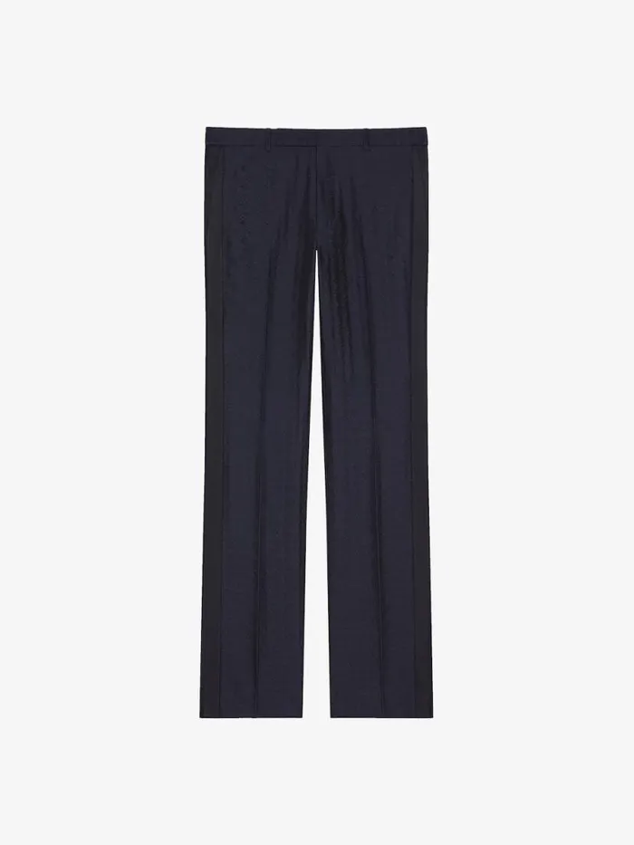 Slim Fit Pants In Monogram 72 Wool And Silk Night Blue Men Givenchy Pants and Shorts