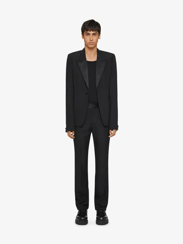 Slim Fit Tailored Pants In Wool With Satin Waistband Black Men Givenchy Pants and Shorts Slim Fit Tailored Pants In Wool With Satin Waistband Black Men Givenchy Pants and Shorts