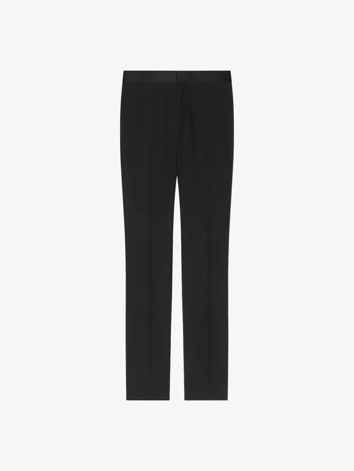 Slim Fit Tailored Pants In Wool With Satin Waistband Black Men Givenchy Pants and Shorts