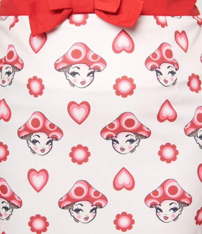 Smak Parlour Plus Size Pink and Red Madam Mushroom Mod Skirt ClothingPlus Unique Vintage Skirts