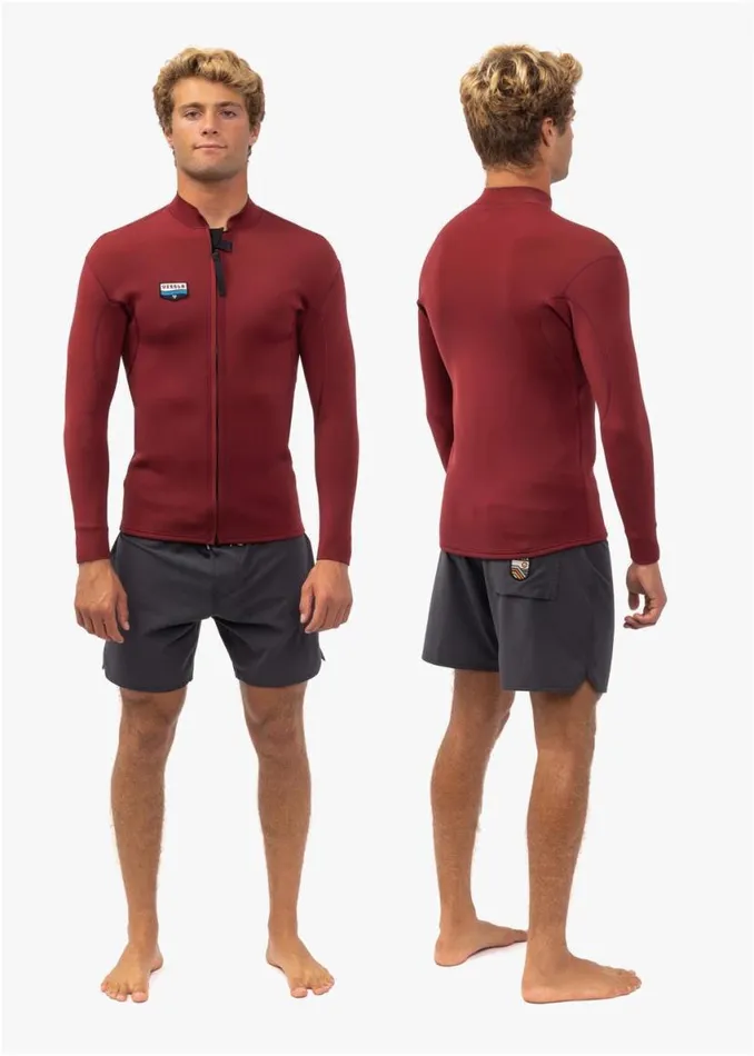 Solid Sets 2Mm Front Zip Wetsuit Jacket Blood Men Vissla Wetsuits