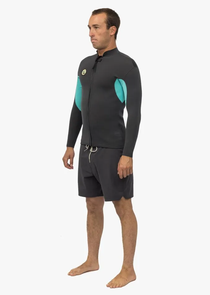 Solid Sets 2MM Front Zip Wetsuit Jacket Phantom Men Vissla Wetsuits