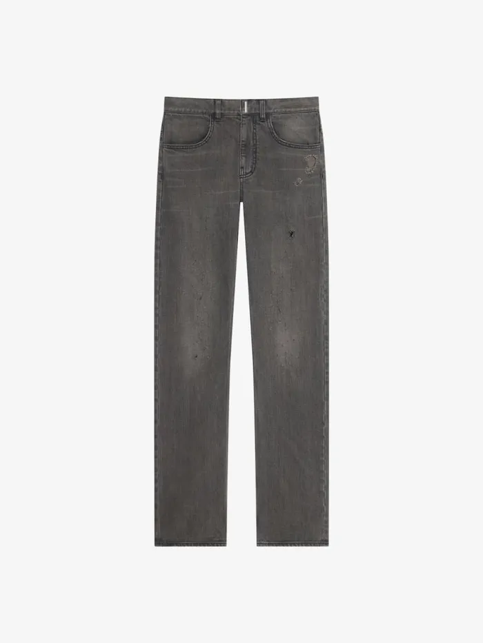 Straight Fit Jeans In Vintage Destroyed Denim Black Men Givenchy Pants and Shorts Straight Fit Jeans In Vintage Destroyed Denim Black Men Givenchy Pants and Shorts