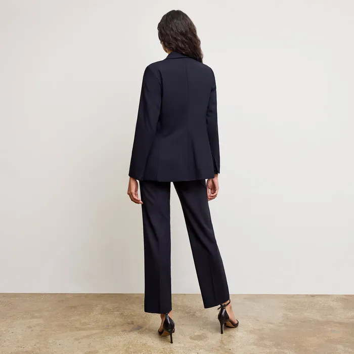 Suiting The Smith Straight Trouser 8211 Washable Wool Twill Dark Navy 8211 M M LaFleur Women