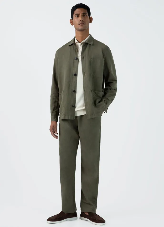 SUNSPEL Jackets and Coats Cotton Linen Twin Pocket Jacket Khaki 8211 Men