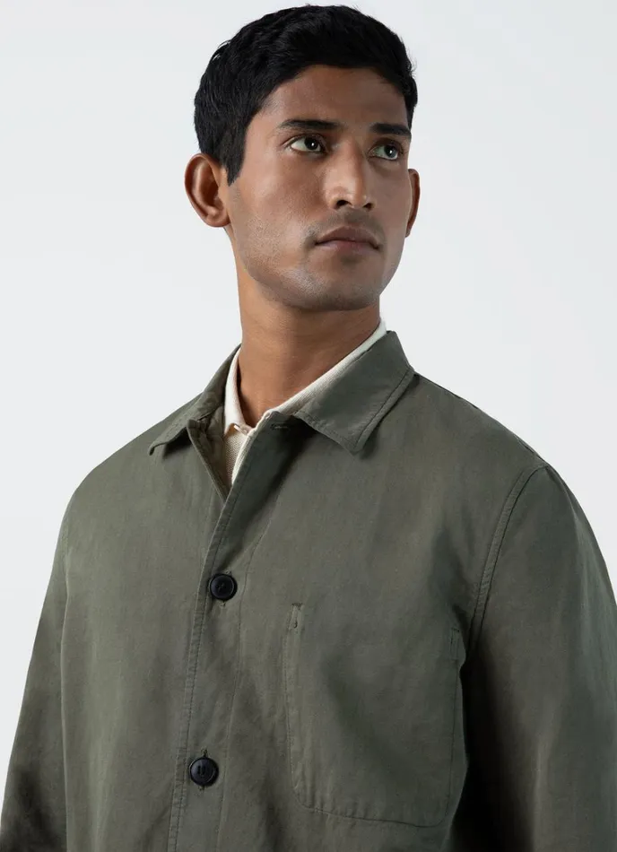 SUNSPEL Jackets and Coats Cotton Linen Twin Pocket Jacket Khaki 8211 Men