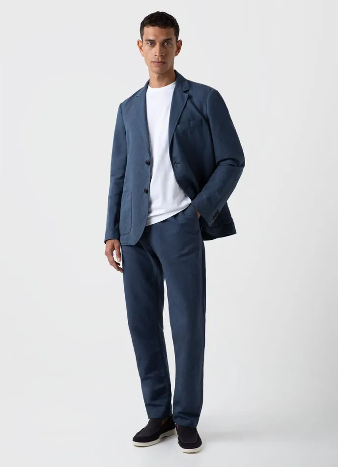 SUNSPEL Jackets and Coats Cotton Linen Unstructured Blazer Shale Blue 8211 Men