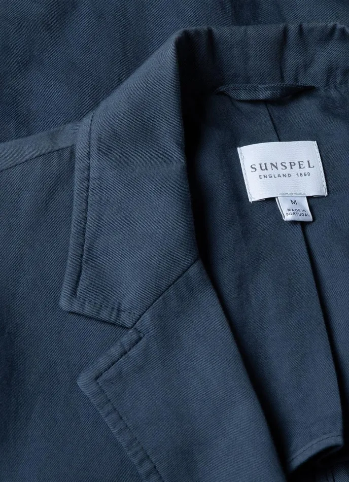 SUNSPEL Jackets and Coats Cotton Linen Unstructured Blazer Shale Blue 8211 Men