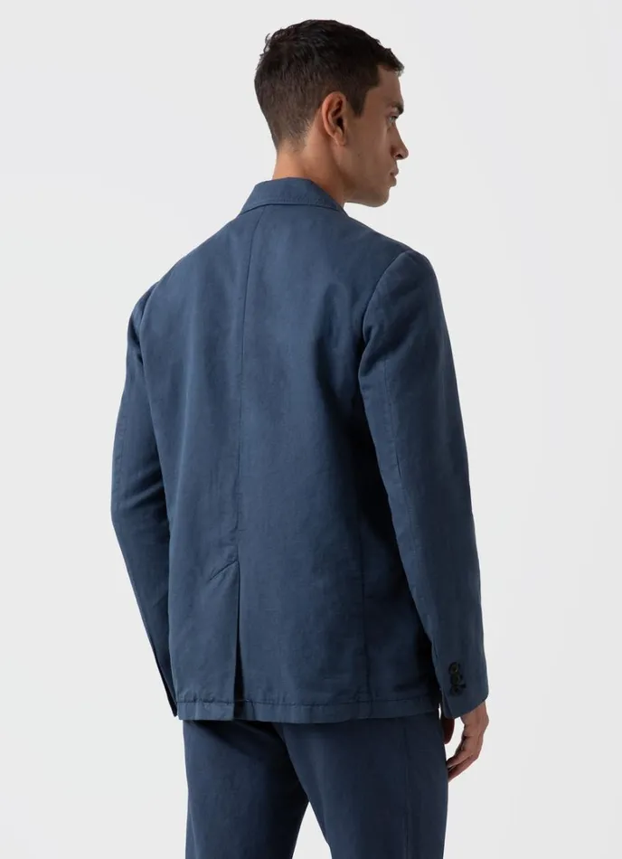 SUNSPEL Jackets and Coats Cotton Linen Unstructured Blazer Shale Blue 8211 Men