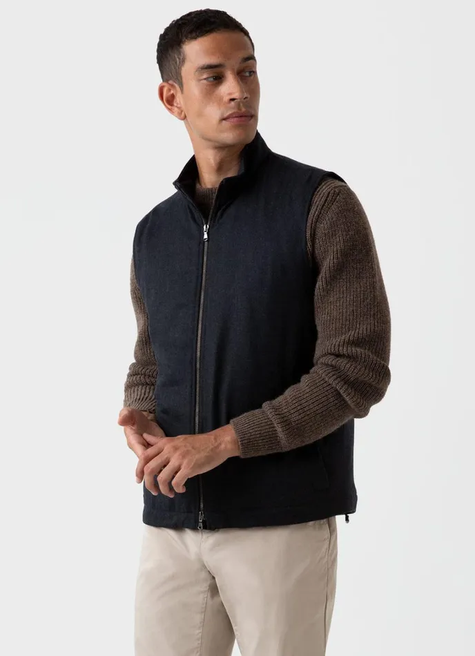 SUNSPEL Jackets and Coats Insulated Wool Vest Charcoal Melange 8211 Men