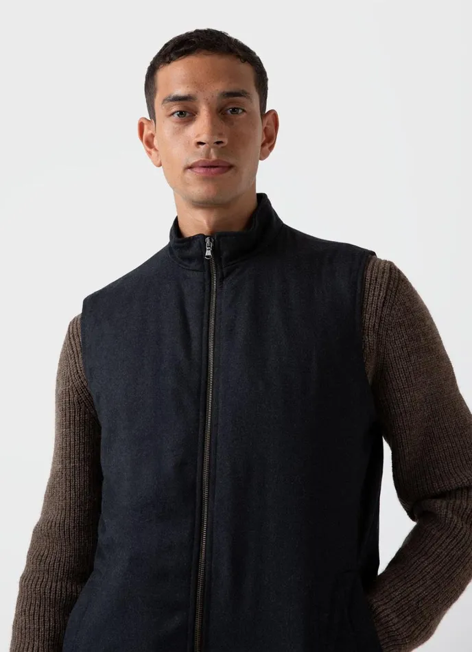 SUNSPEL Jackets and Coats Insulated Wool Vest Charcoal Melange 8211 Men
