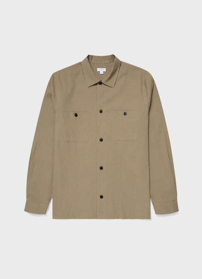 SUNSPEL Jackets and Coats Seersucker Overshirt Dark Stone 8211 Men