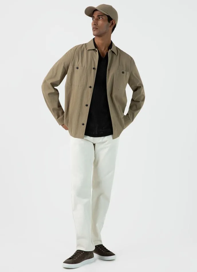 SUNSPEL Jackets and Coats Seersucker Overshirt Dark Stone 8211 Men