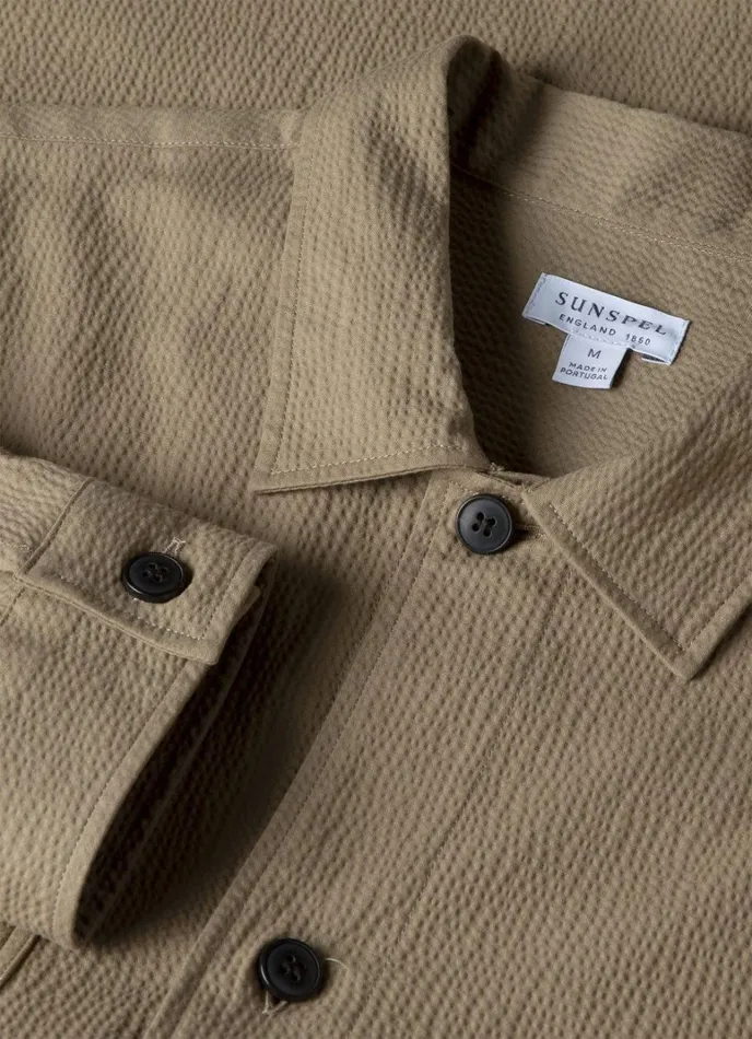 SUNSPEL Jackets and Coats Seersucker Overshirt Dark Stone 8211 Men
