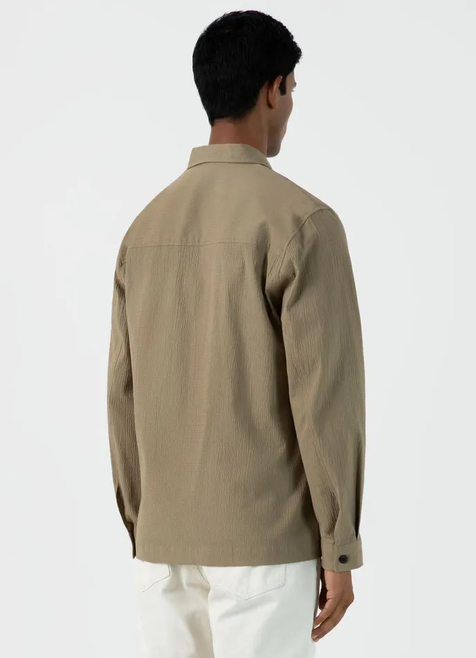 SUNSPEL Jackets and Coats Seersucker Overshirt Dark Stone 8211 Men