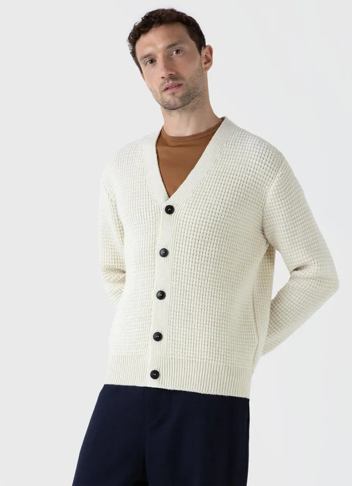 SUNSPEL Knitwear Fisherman Cardigan Ecru 8211 Men