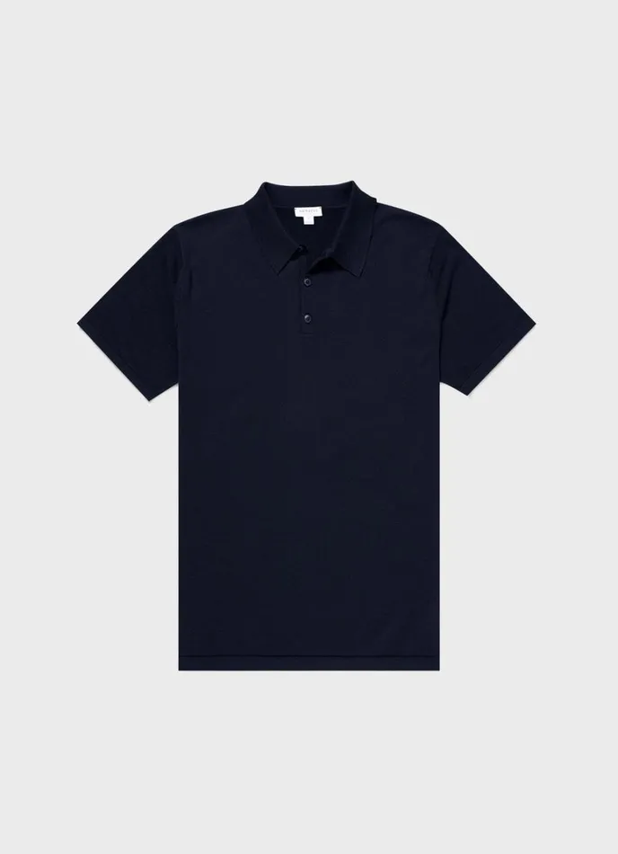 SUNSPEL Knitwear Sea Island Cotton Polo Shirt Light Navy 8211 Men