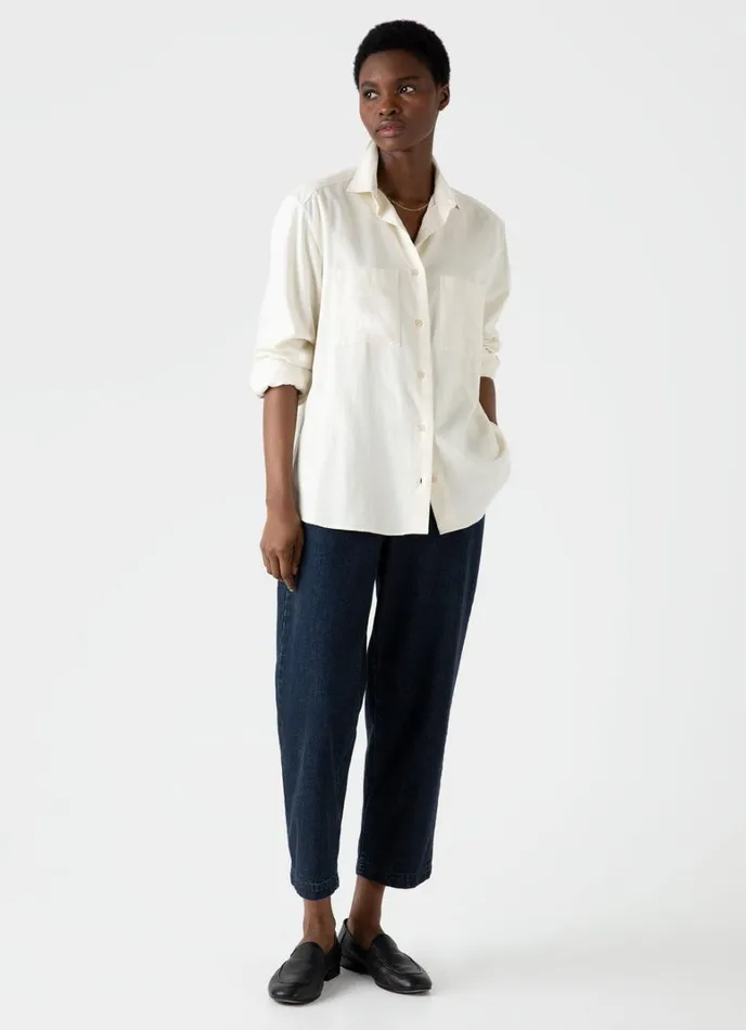 SUNSPEL Shirts and Blouses Oversized Flannel Shirt Ecru 8211 Women