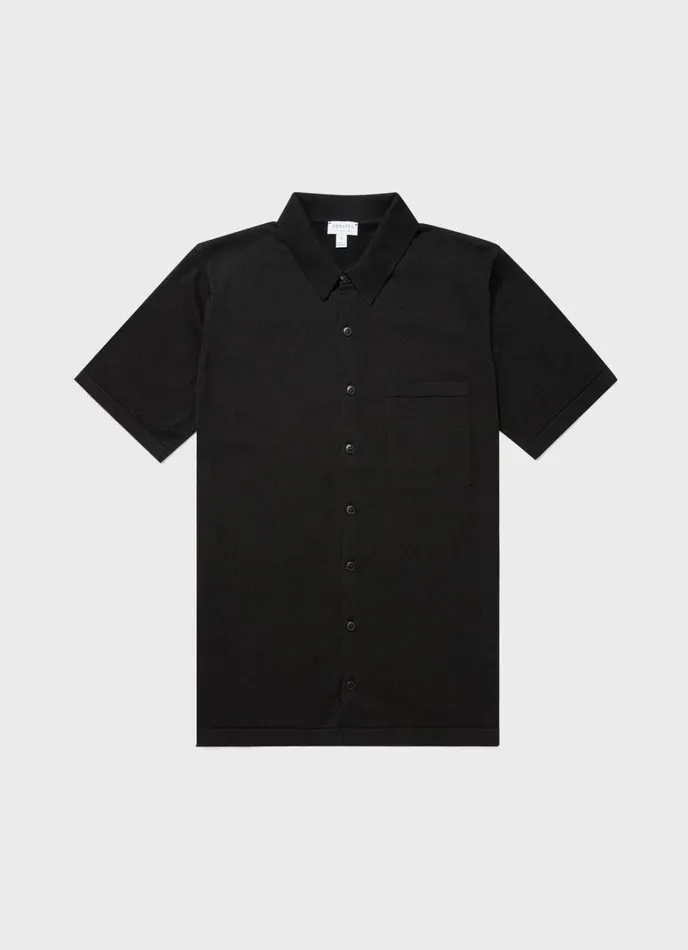SUNSPEL Shirts Sea Island Cotton Knit Shirt Black 8211 Men