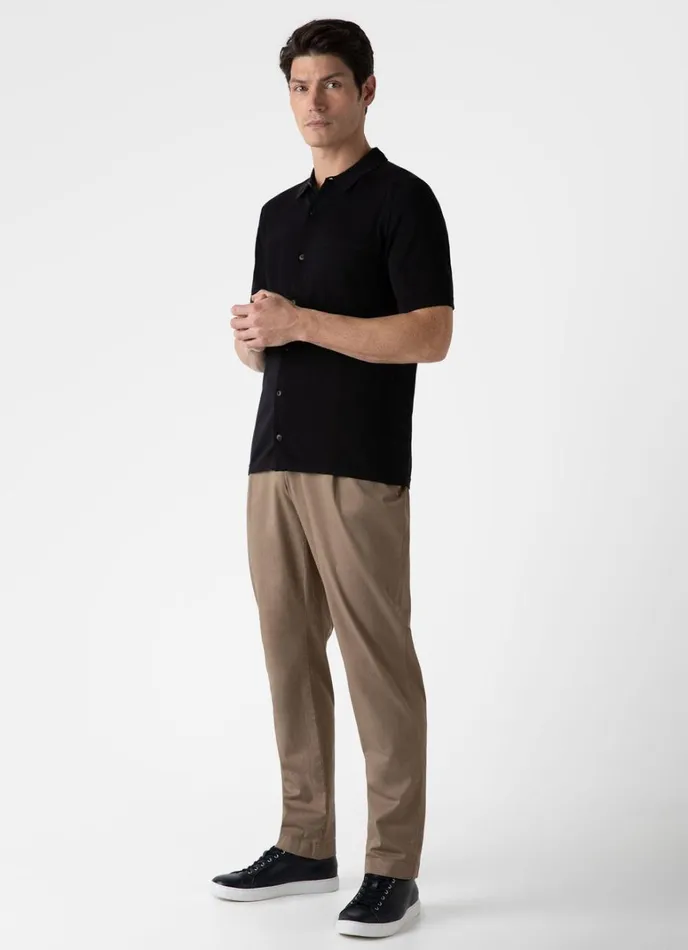 SUNSPEL Shirts Sea Island Cotton Knit Shirt Black 8211 Men