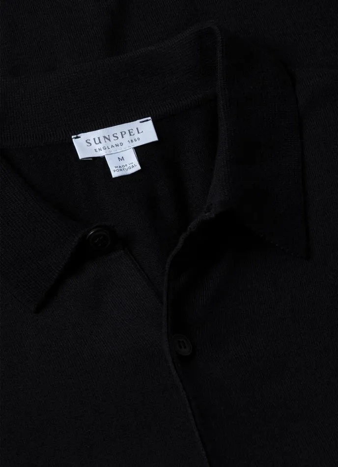 SUNSPEL Shirts Sea Island Cotton Knit Shirt Black 8211 Men
