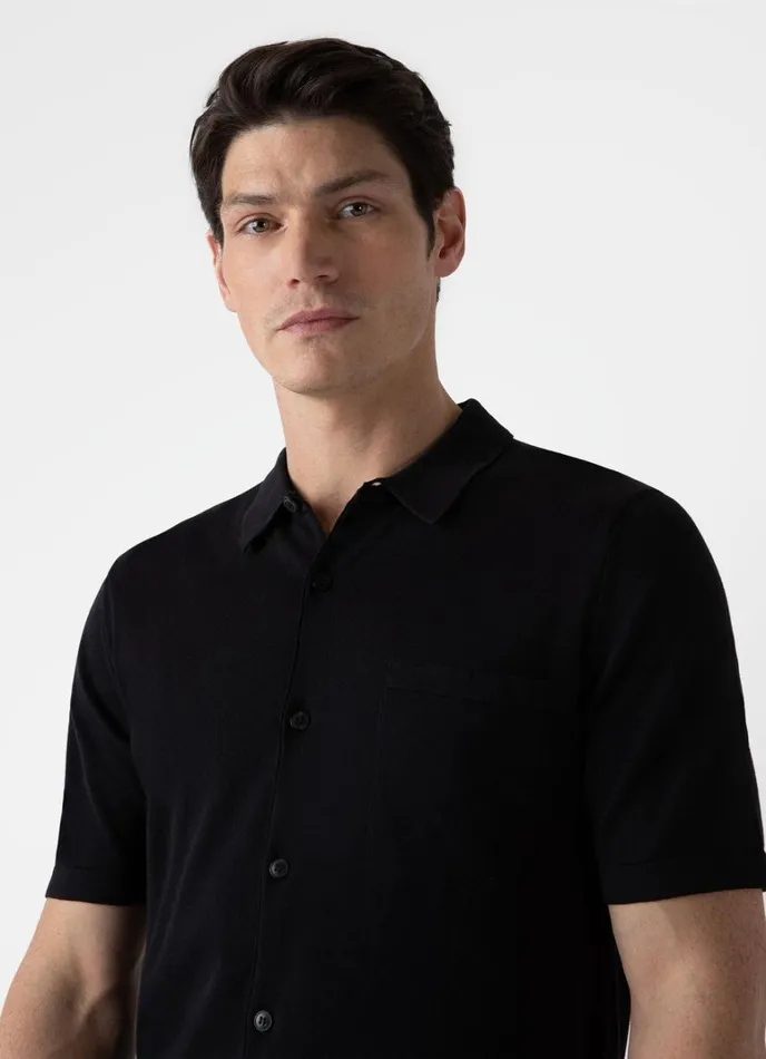 SUNSPEL Shirts Sea Island Cotton Knit Shirt Black 8211 Men
