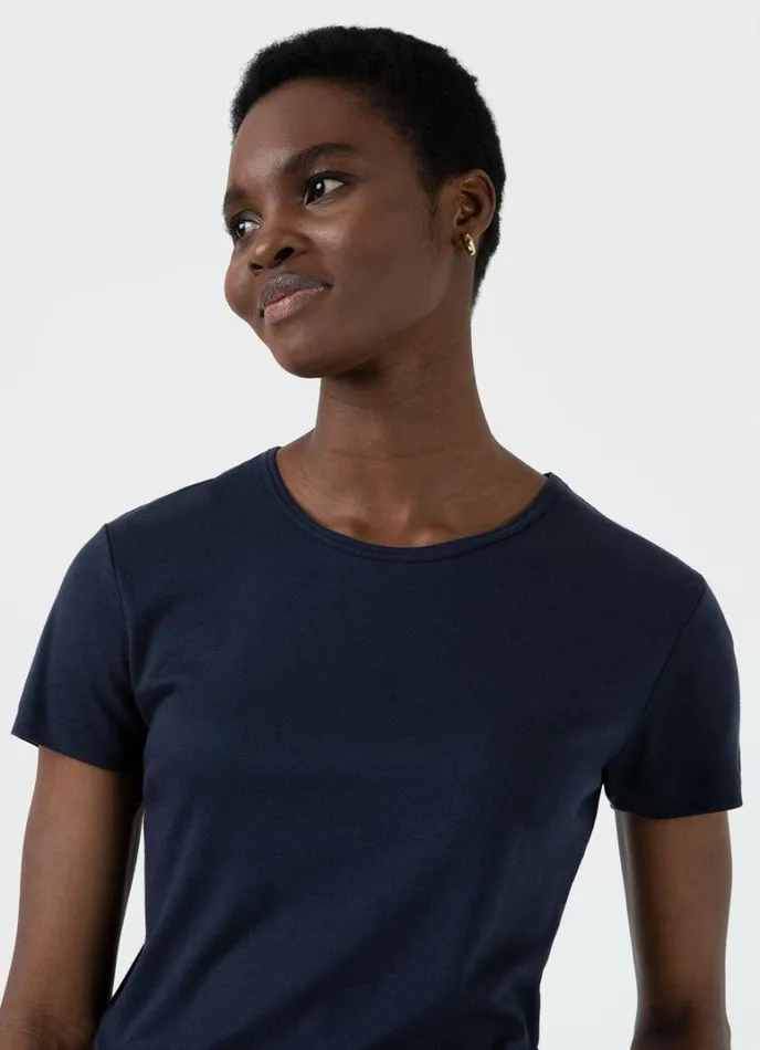 SUNSPEL Tshirts and Tops Sea Island Cotton Tshirt Navy 8211 Women