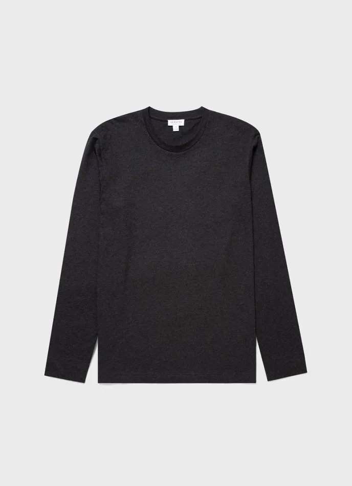 SUNSPEL Tshirts Long Sleeve Riviera Midweight Tshirt Charcoal Melange 8211 Men