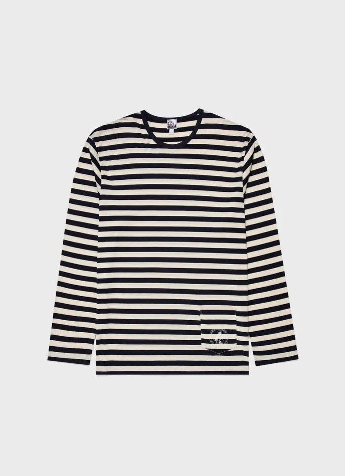 SUNSPEL Tshirts X Nigel Cabourn Long Sleeve Tshirt Navystone White 8211 Men