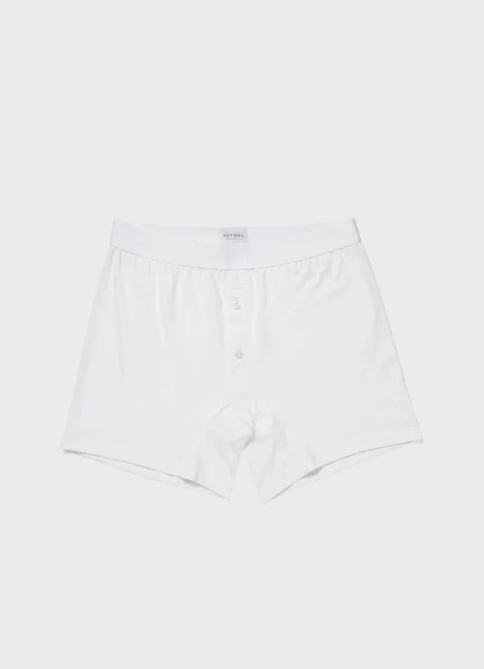 SUNSPEL Trunks and Shorts Superfine Cotton TwoButton Shorts White 8211 Men