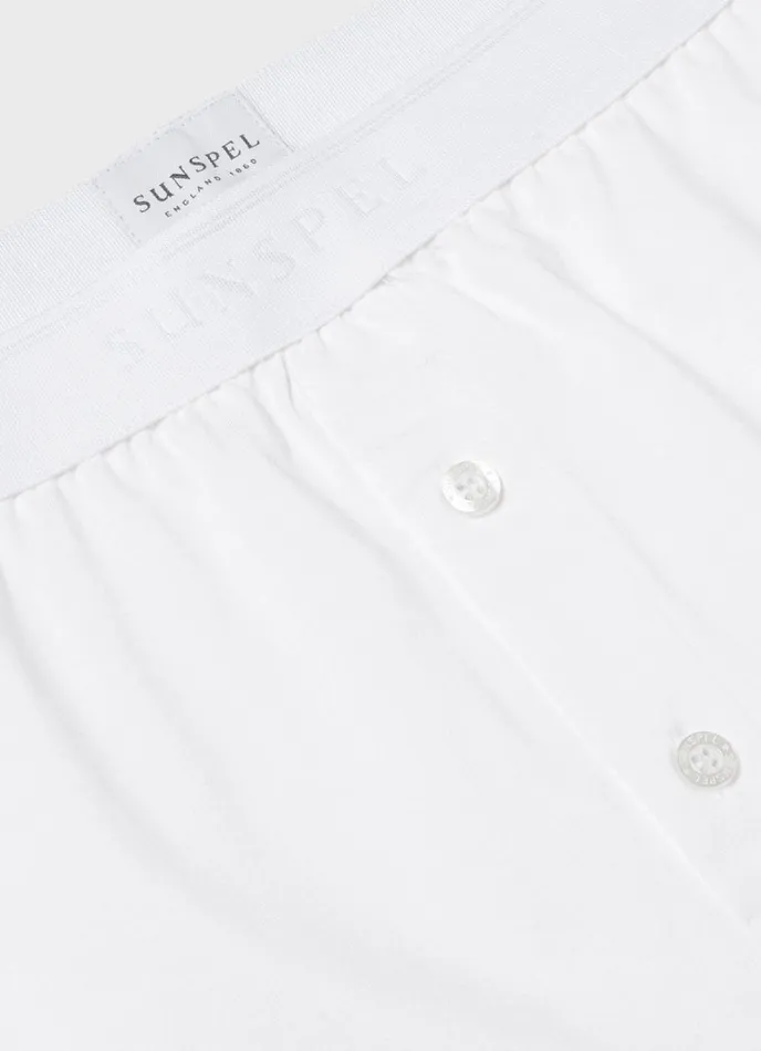 SUNSPEL Trunks and Shorts Superfine Cotton TwoButton Shorts White 8211 Men