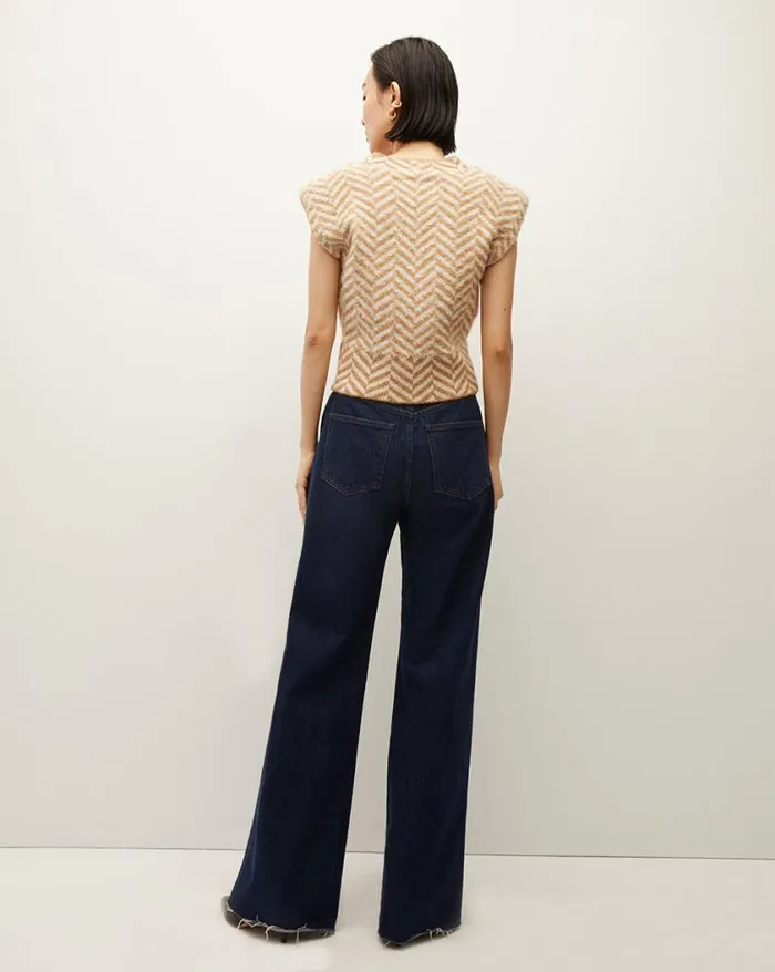 Sweaters Shop Veronica Beard Dutton Herringbone Knit Vest Camel